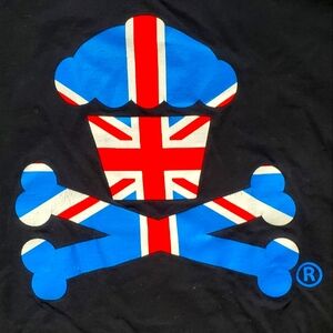 GUC Johnny Cupcakes Union Jack British Flag Black Tee T-Shirt Sz M